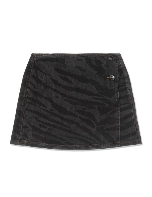 GANNI LAZER DENIM WRAP MINI SKIRT