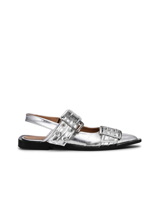 GANNI FEMININE BUCK BALLERINA METALLIC