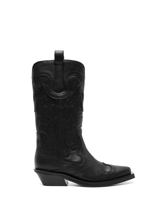 GANNI MID SHAFT EMBR WESTERN BOOT