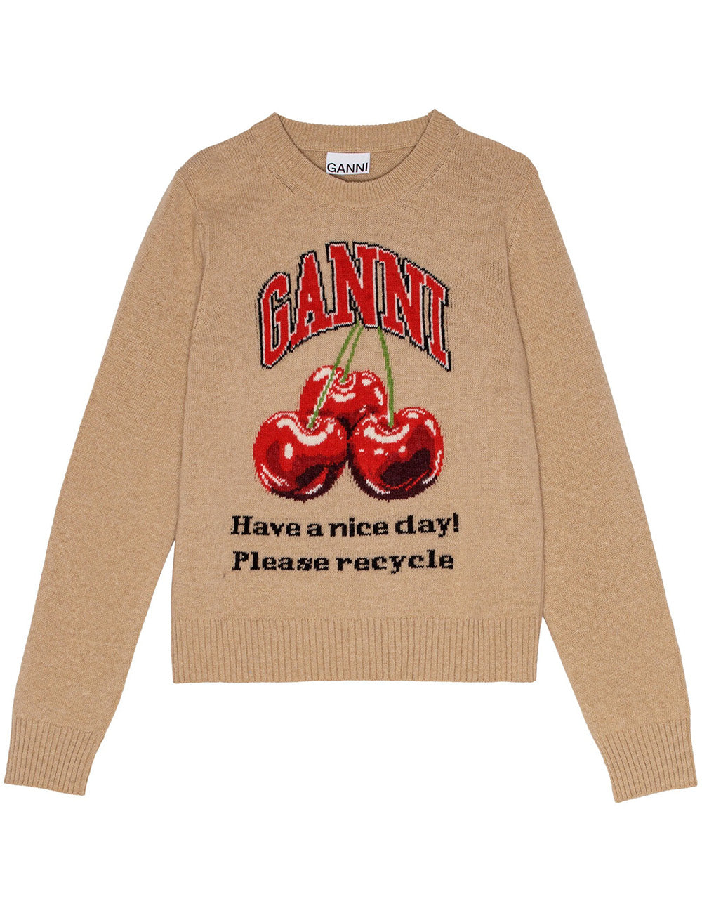 GANNI GRAPHIC WOOL MIX TIGER CREW GANNI