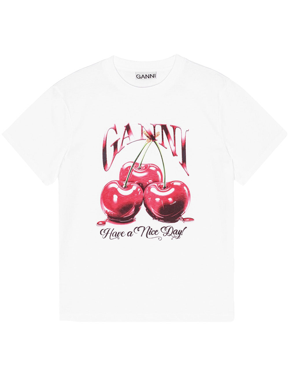 GANNI BASIC JERSEY CHERRY RLX T-SHIRT GANNI