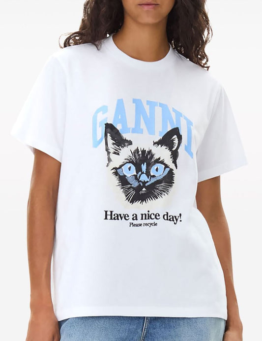 GANNI BASIC JERSEY CAT RLX T-SHIRT