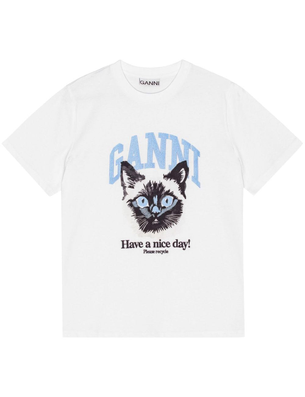 GANNI BASIC JERSEY CAT RLX T-SHIRT GANNI