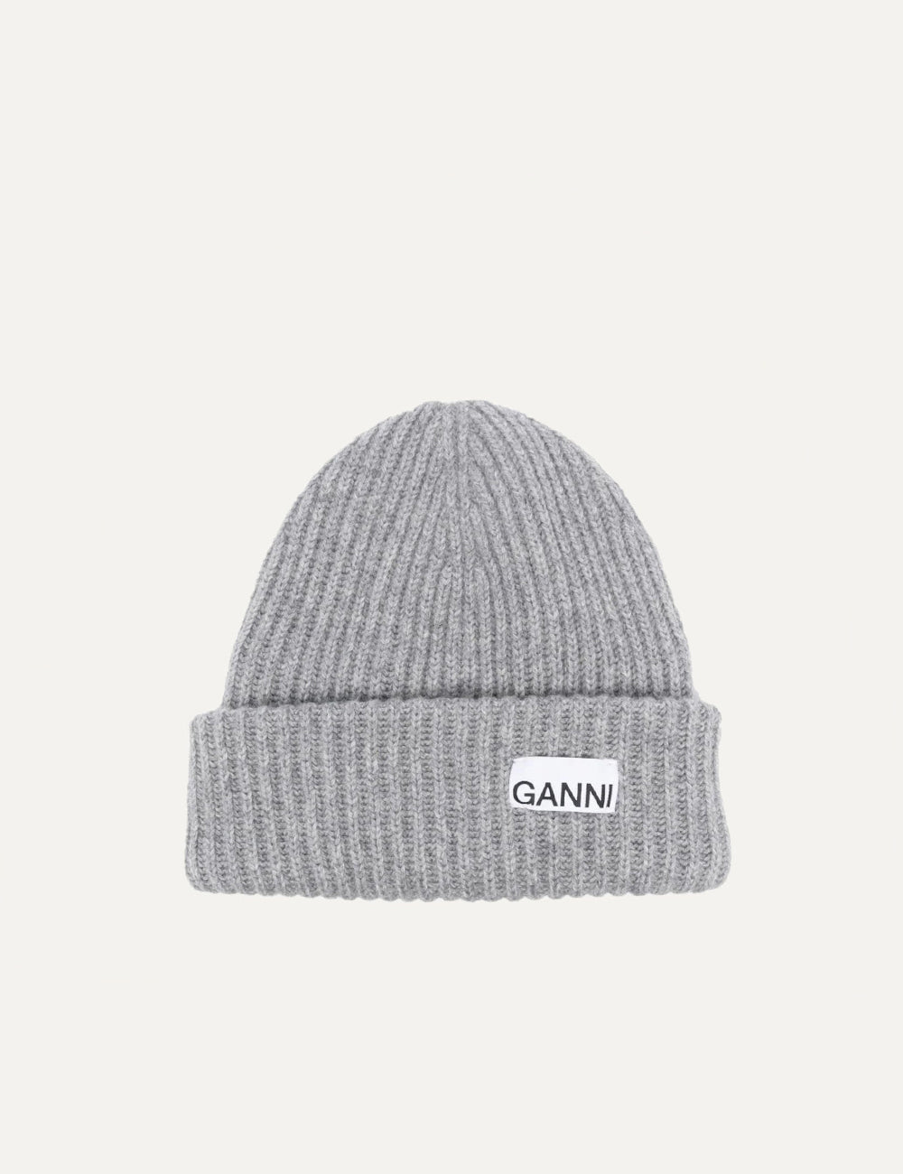 GANNI STRUCTURED RIB BEANIE PALOMA MELANGE