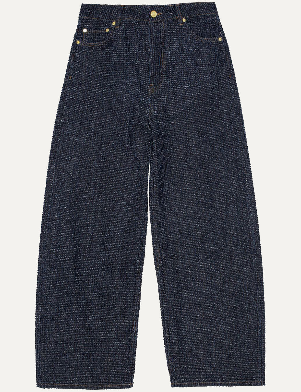 GANNI FLUFFY DENIM WIDE JEANS