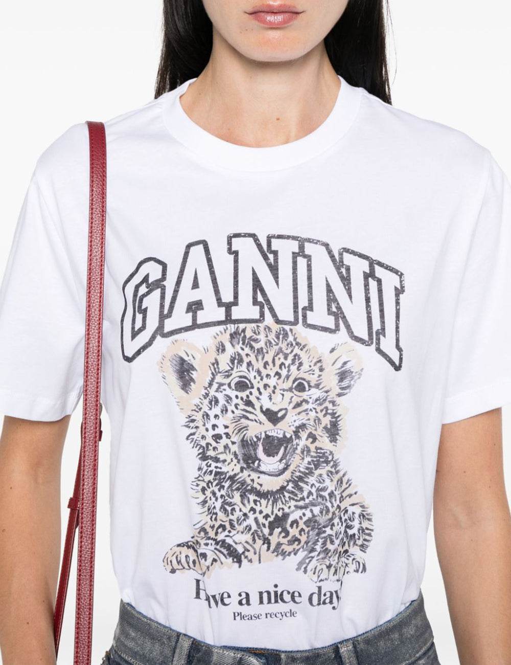 GANNI BASIC JERSEY LEOPARD