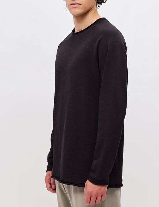 DIRTY LAUNDRY RAGLAN CREWNECK WITH RAW EDGES