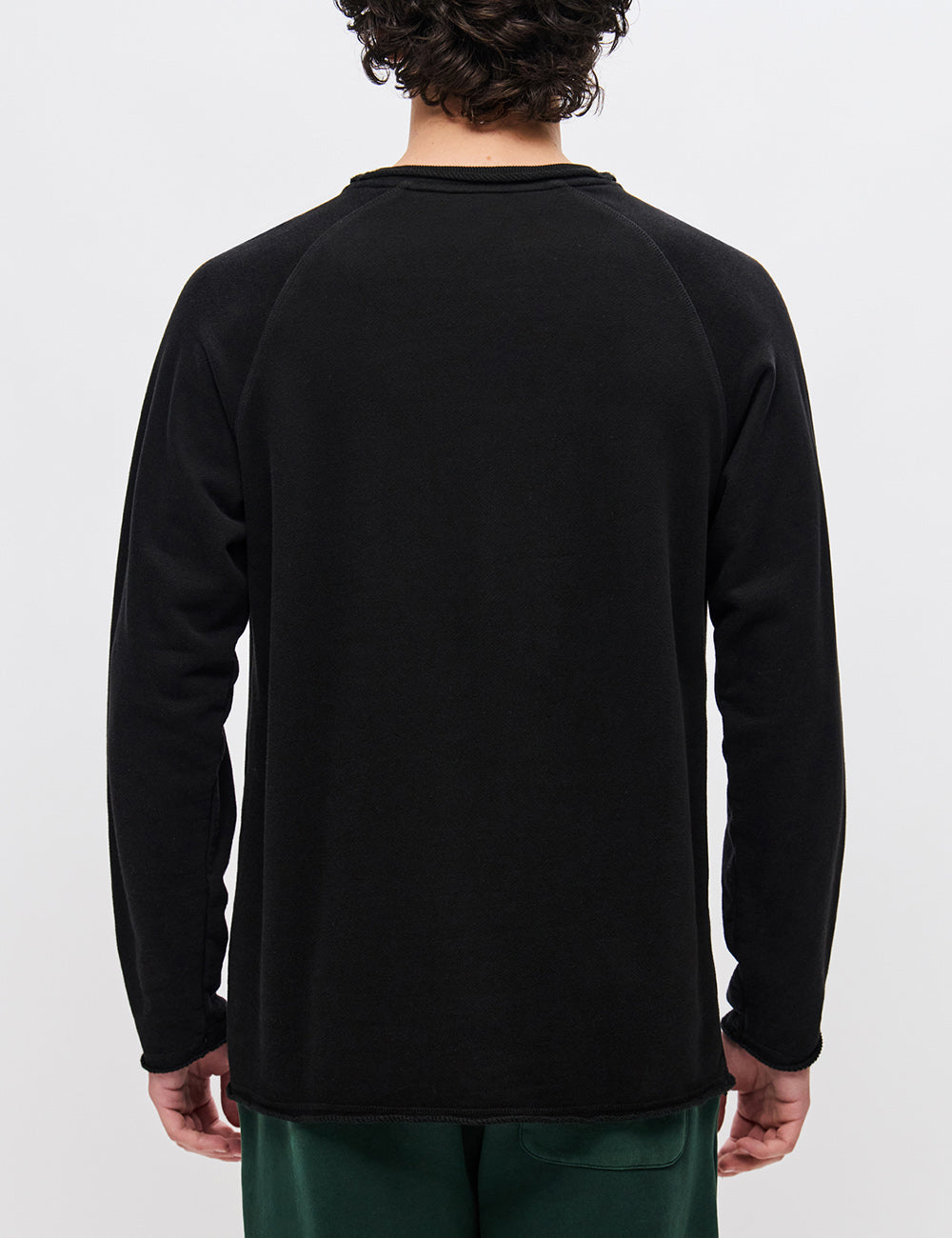 DIRTY LAUNDRY RAGLAN CREWNECK WITH RAW EDGES