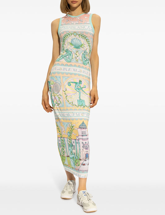 CASABLANCA VASE PRINTED MIDI TANK DRESS CASABLANCA