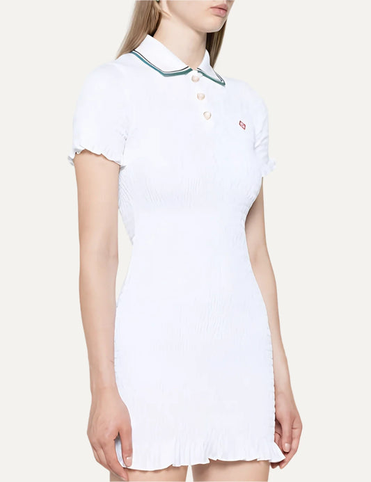 CASABLANCA SHIRRED POLO DRESS