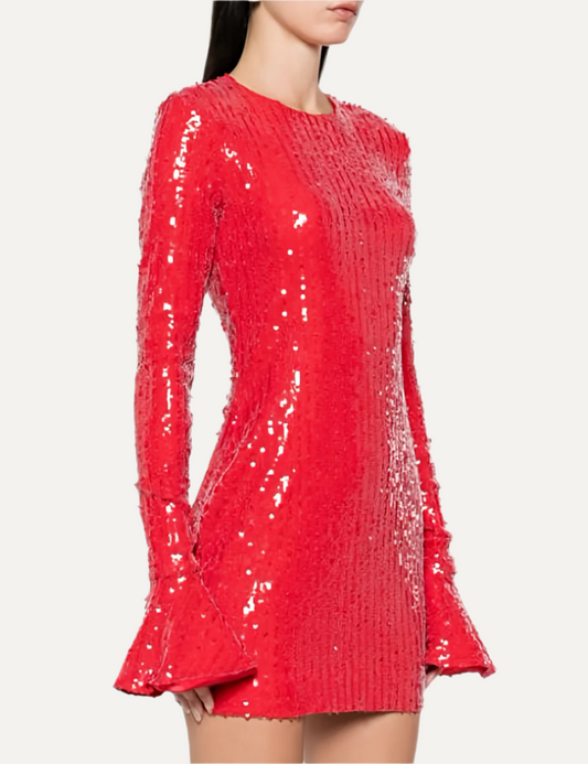 ROTATE SEQUINS LS MINI DRESS