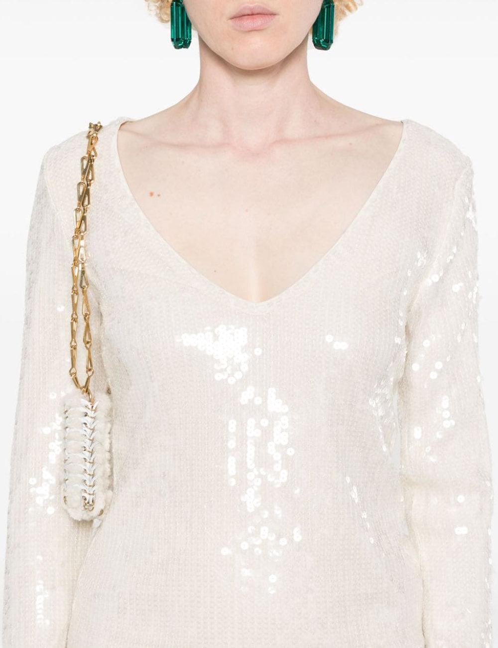 ROTATE SEQUINS V NECK TOP ROTATE