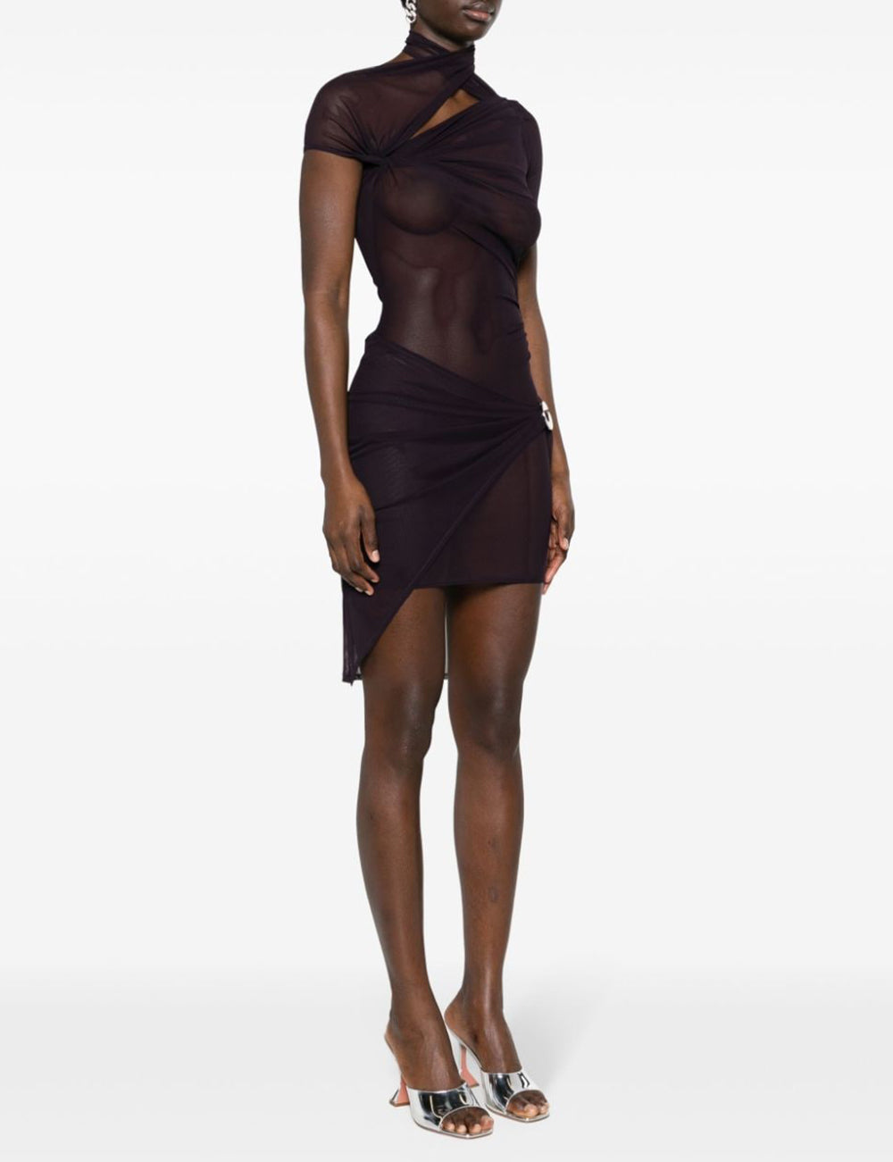 COPERNI ASYMMETRIC DRAPED MESH DRESS COPERNI