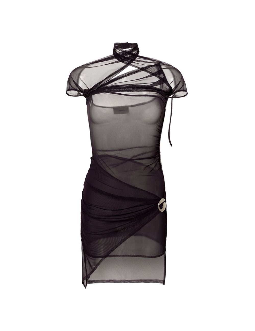 COPERNI ASYMMETRIC DRAPED MESH DRESS COPERNI