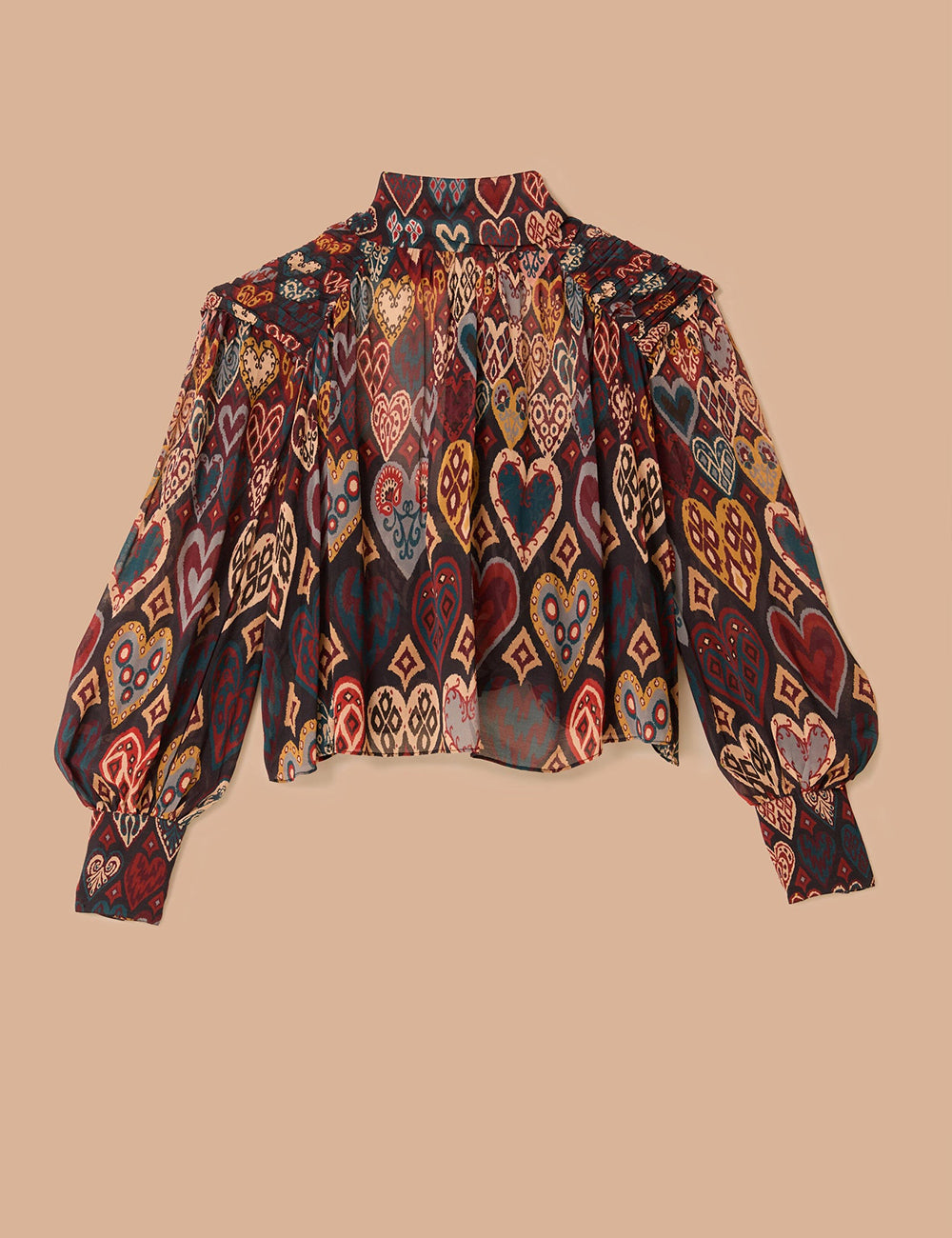 FARM RIO HEARTS IKAT BLACK BLOUSE