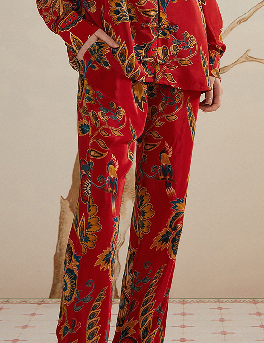 FARM RIO MAXI FLORAL RED PAJAMA PANTS