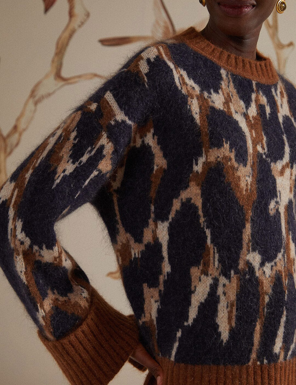 FARM RIO LEOPARD PRINT KNIT SWEATER FARM RIO