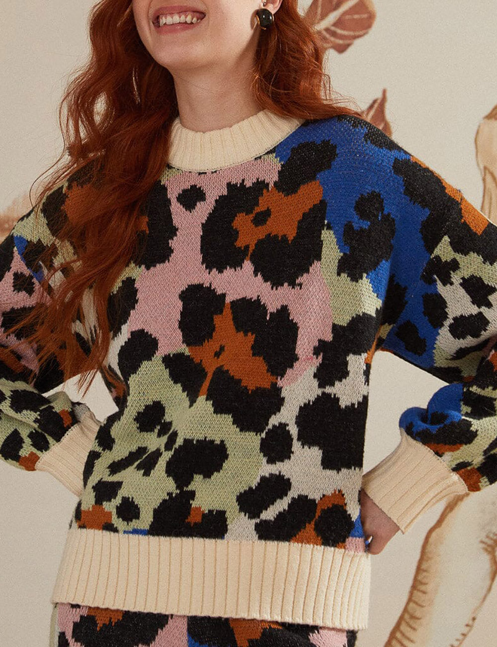 FARM RIO COLORFUL LEOPARD KNIT SWEATER FARM RIO