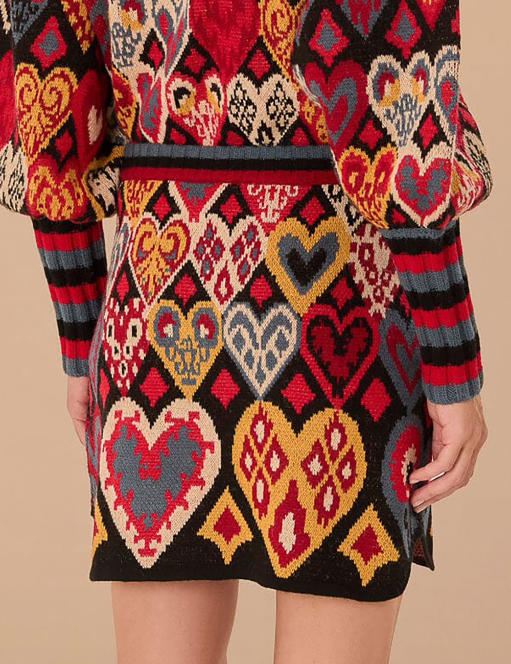 FARM RIO HEARTS IKAT KNIT SKIRT