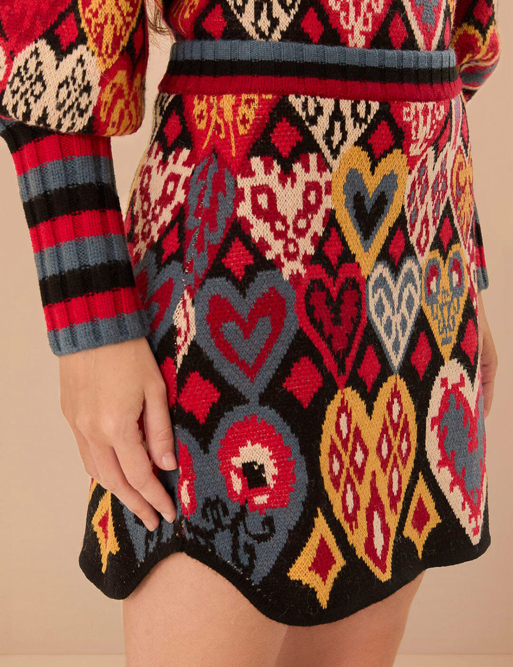 FARM RIO HEARTS IKAT KNIT SKIRT