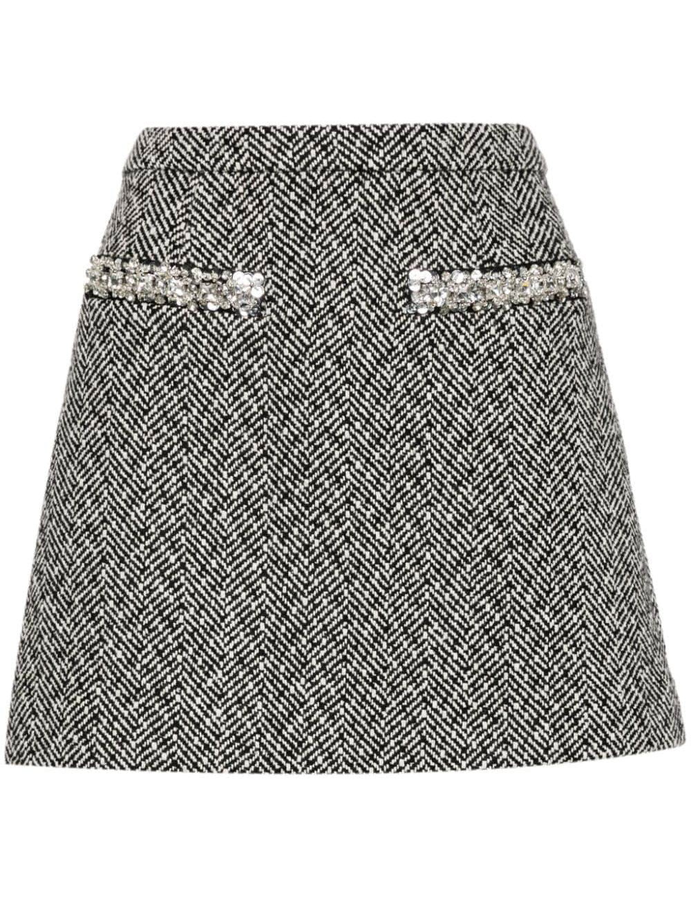 SELF-PORTRAIT HERRINGBONE MINI SKIRT SELF-PORTRAIT