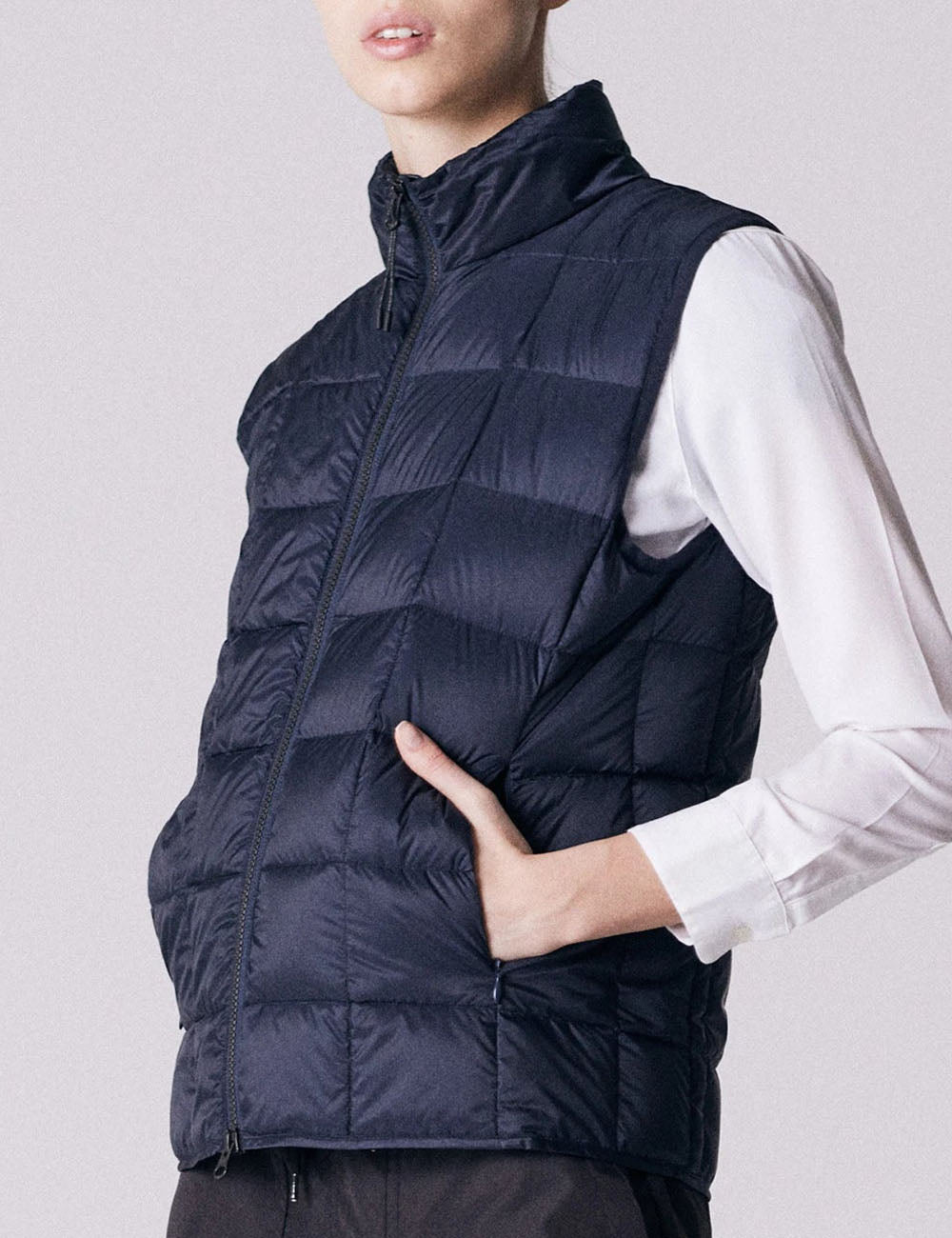 TAION HI NECK WZIP DOWN VEST