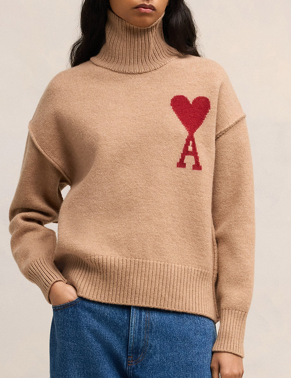 AMI BOXY RED ADC SWEATER AMI