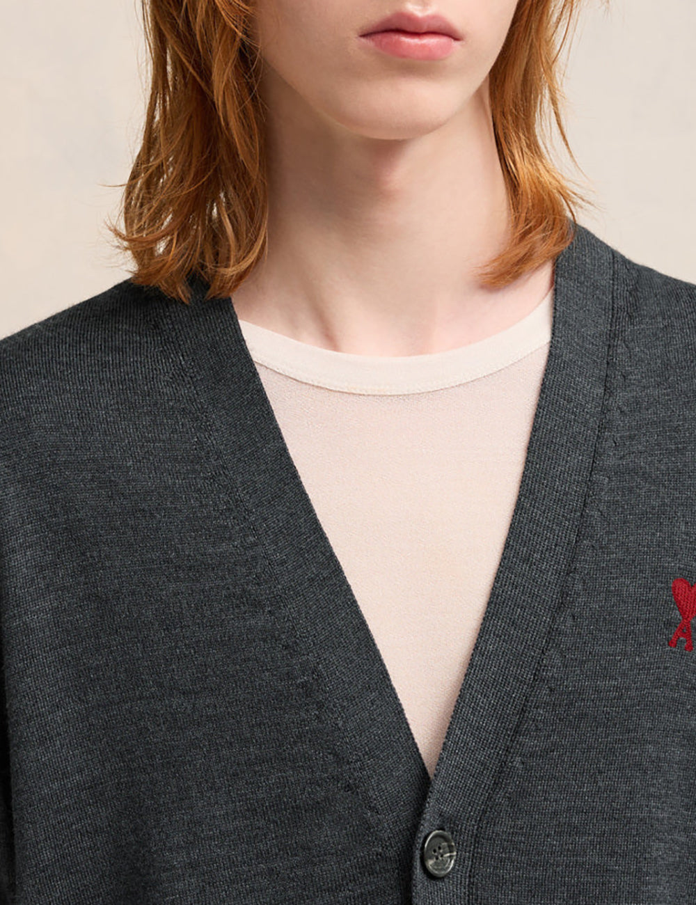 AMI CLASSIC RED ADC CARDIGAN AMI