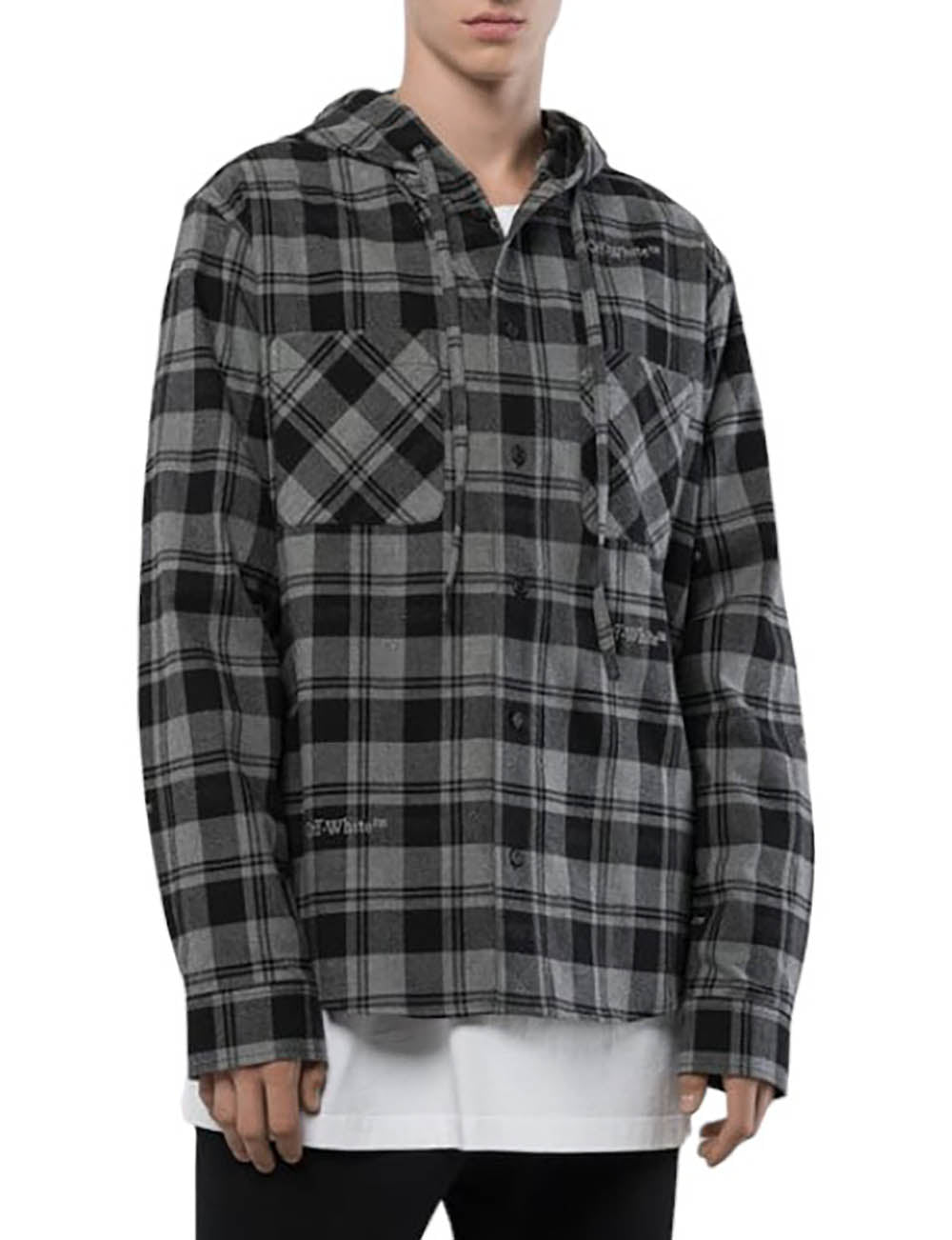 OFF WHITE CHECK FLANN HOODED SHIRT OFF WHITE