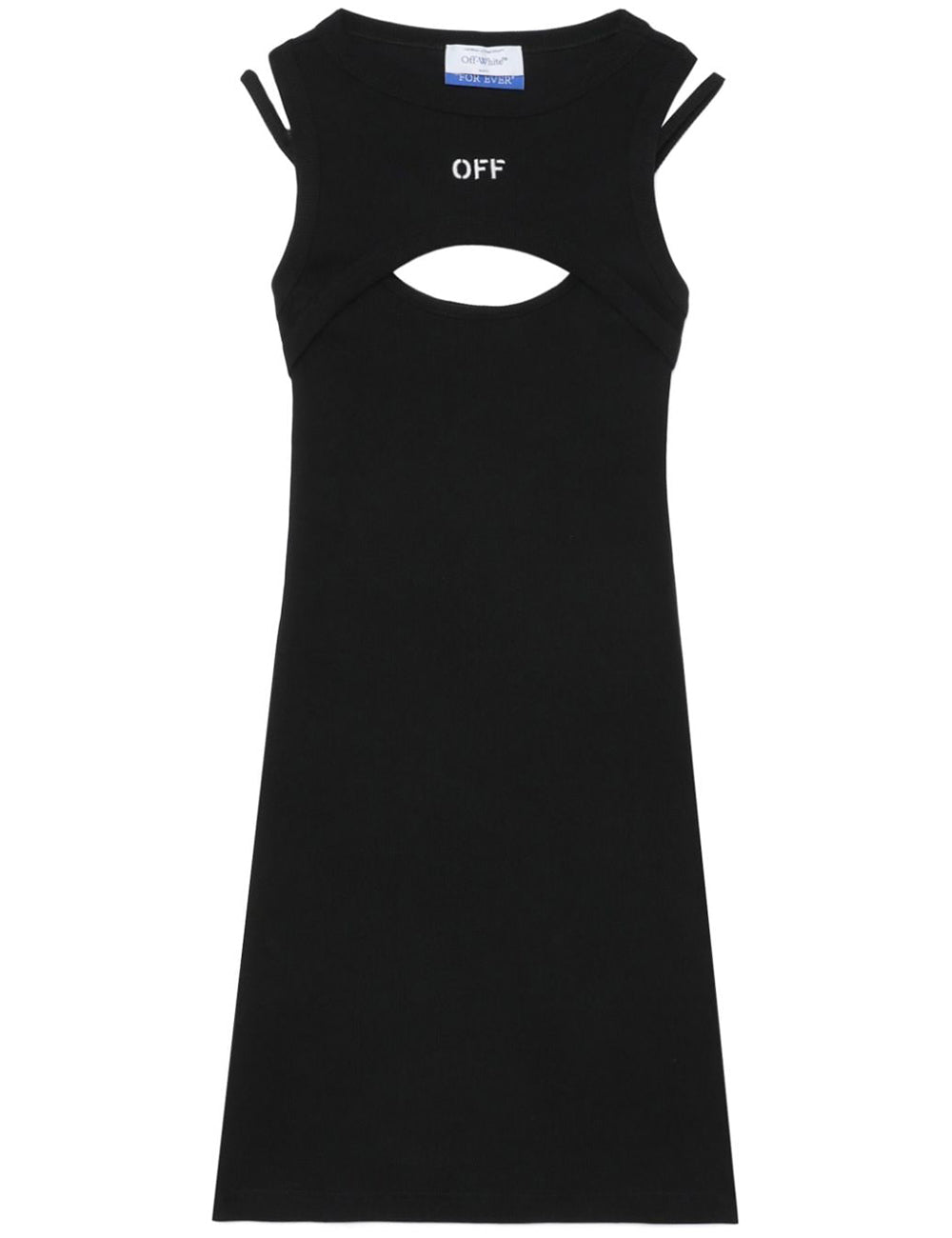 OFF WHITE OFF STAMP RIB ROUND MINI DRESS