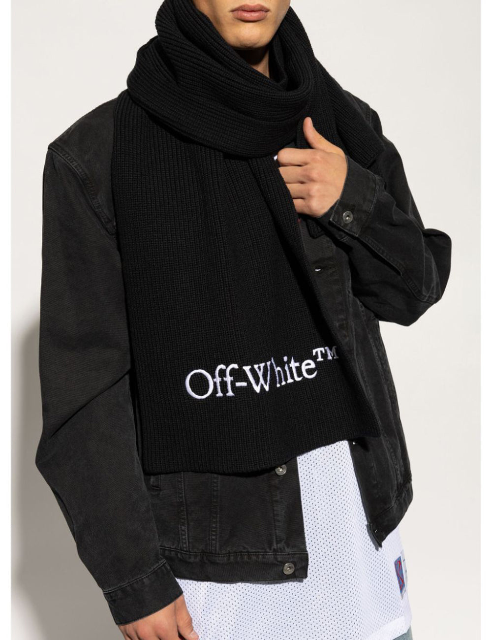 OFF WHITE WO LOGO BKSH KNIT SCARF