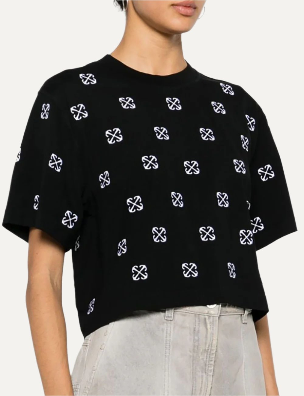 OFF WHITE EMBR LITTLE ARROWS CROP TEE