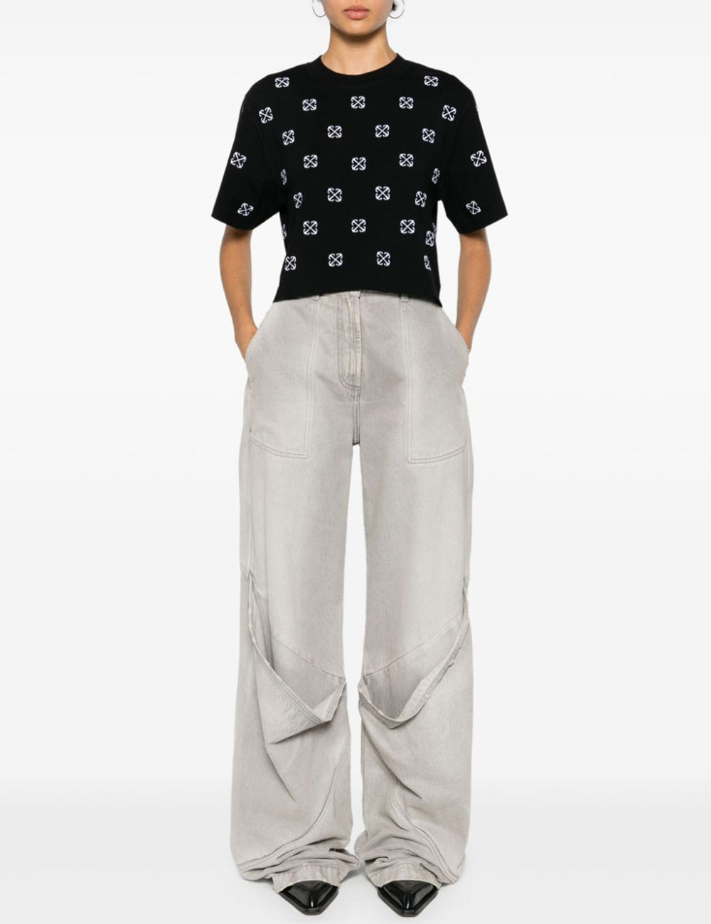 OFF WHITE EMBR LITTLE ARROWS CROP TEE