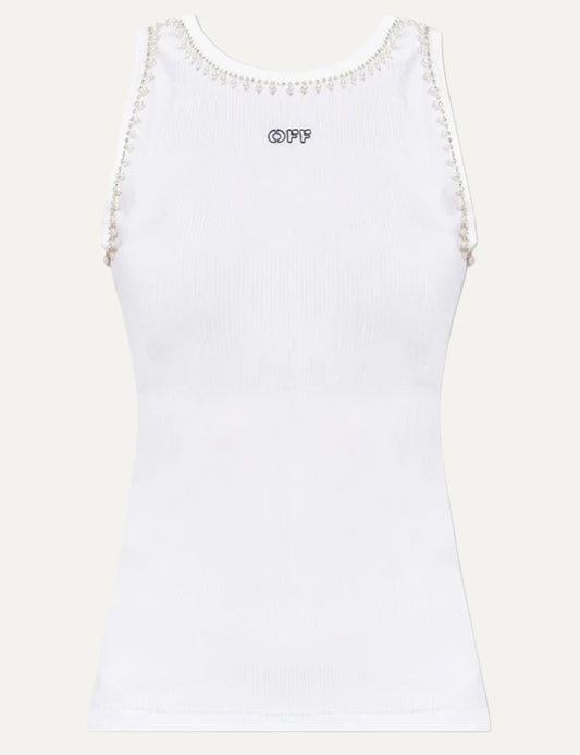 OFF WHITE LIGHT RIB EMB 20S TANK TOP OFF WHITE