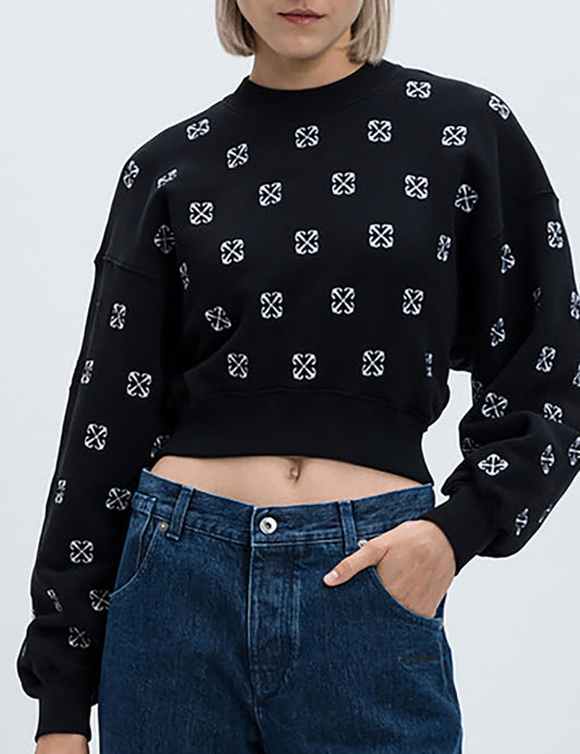 OFF WHITE EMBR LITTLE ARROWS CROP CREW OFF WHITE