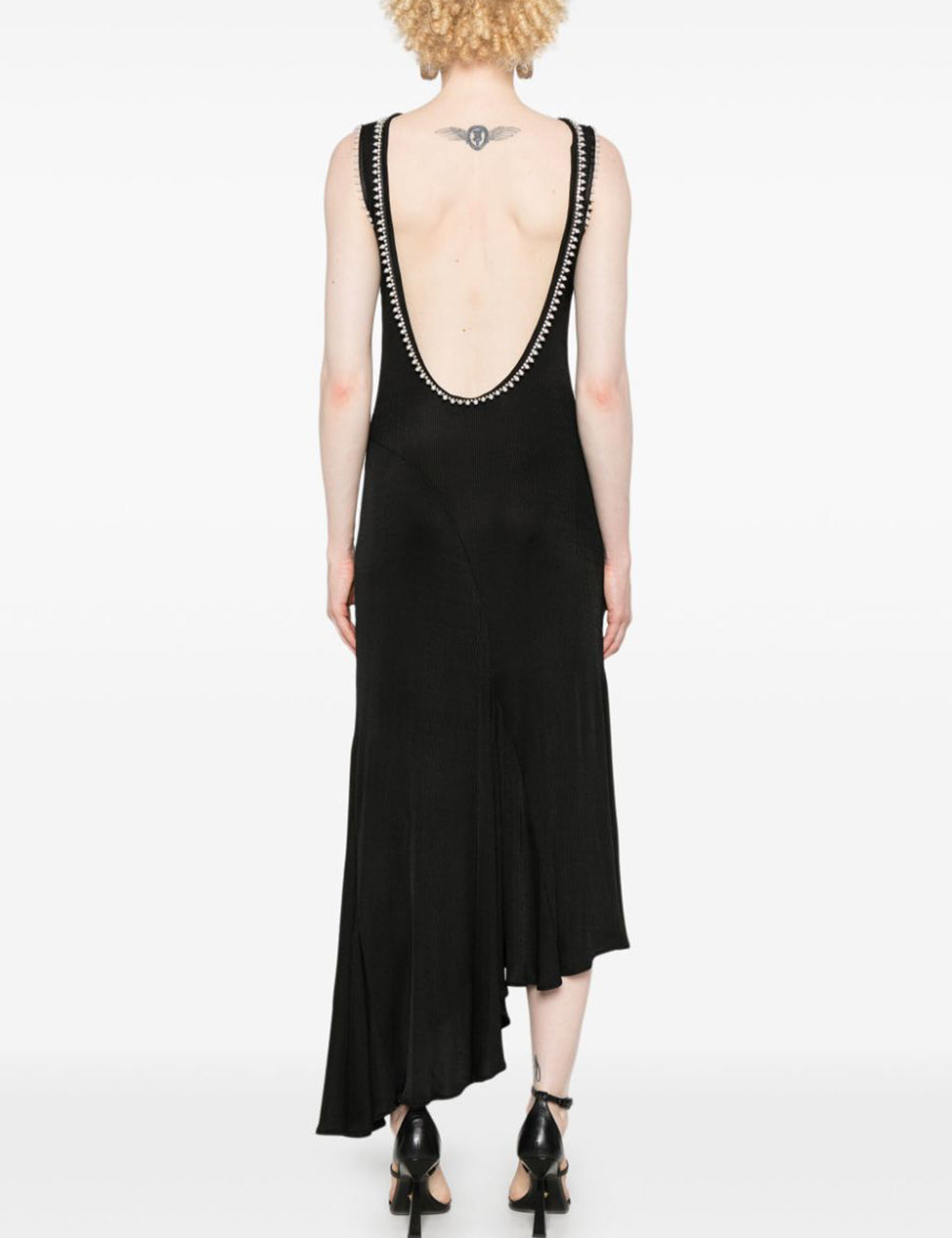 OFF WHITE LIGHT RIB EMB 20S LONG DRESS