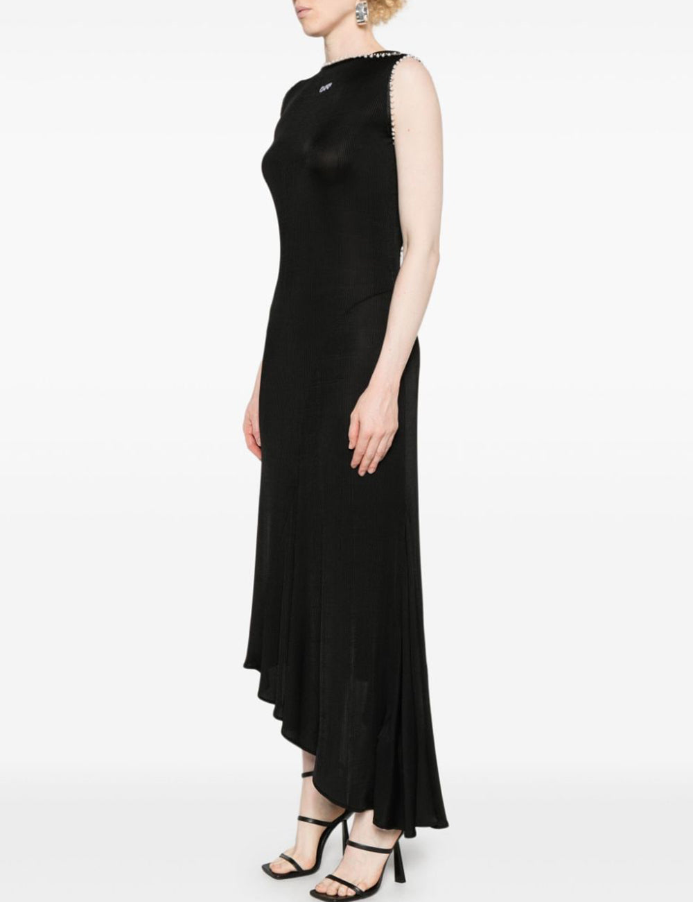 OFF WHITE LIGHT RIB EMB 20S LONG DRESS