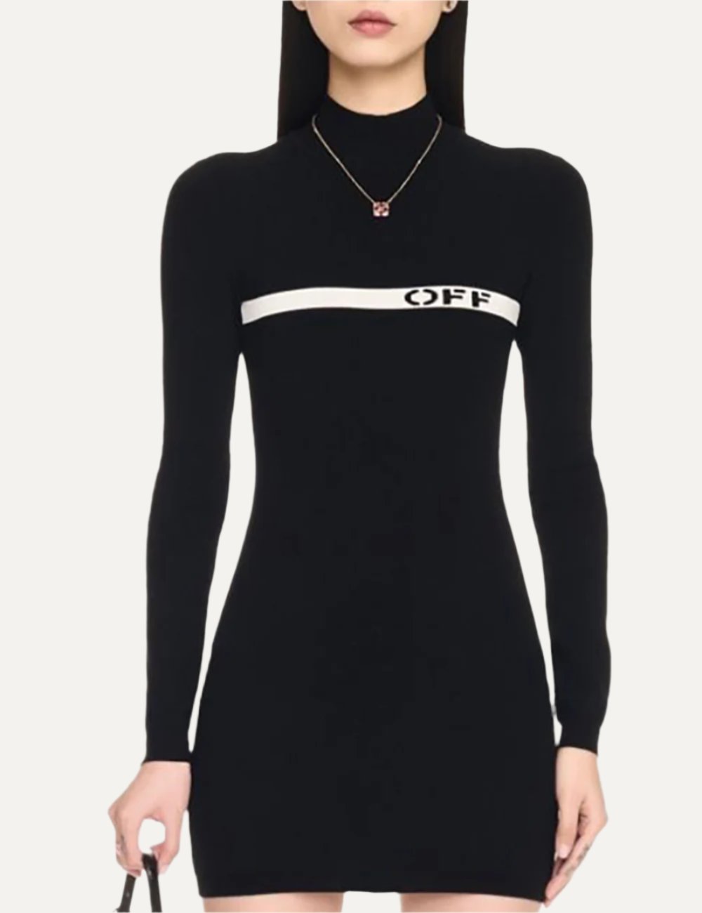 OFF WHITE LOGO STRIP MINI DRESS