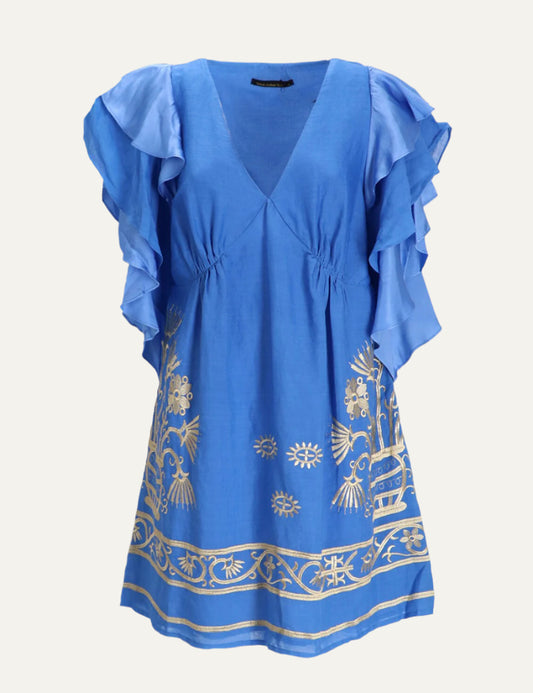 GREEK ARCHAIC KORI DRESS SHORT CRETE RUFFLES