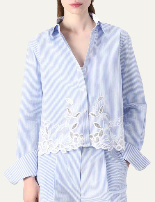 KARL LAGERFELD EMB CUT OUT BLOUSE