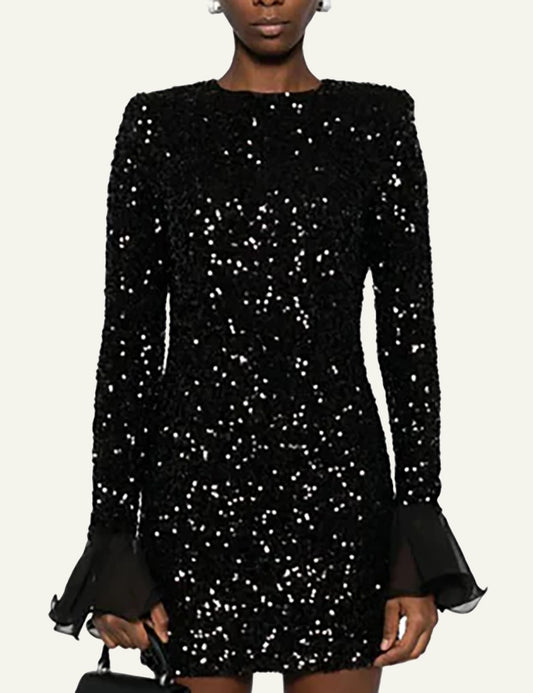 ROTATE SEQUINS MINI LS DRESS