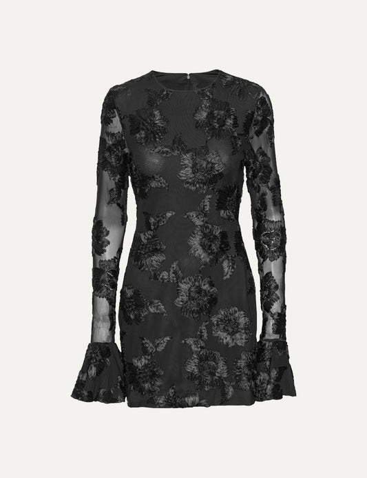 ROTATE FLOWER MESH MINI DRESS