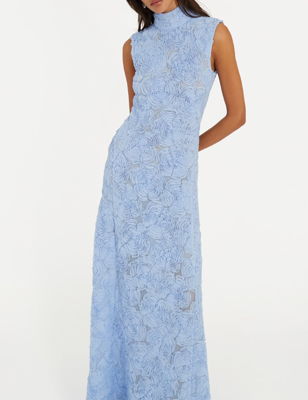 ROTATE FLOWER MESH MAXI DRESS