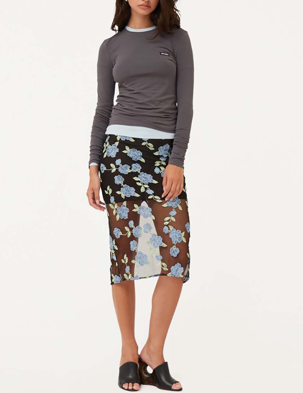 ROTATE MESH PENCIL SKIRT