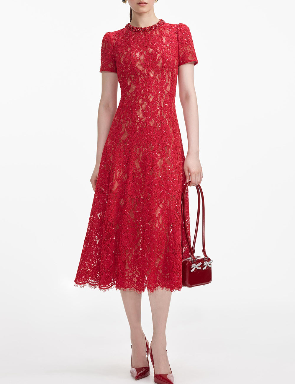 SELF-PORTRAIT LACE MIDI DRESS