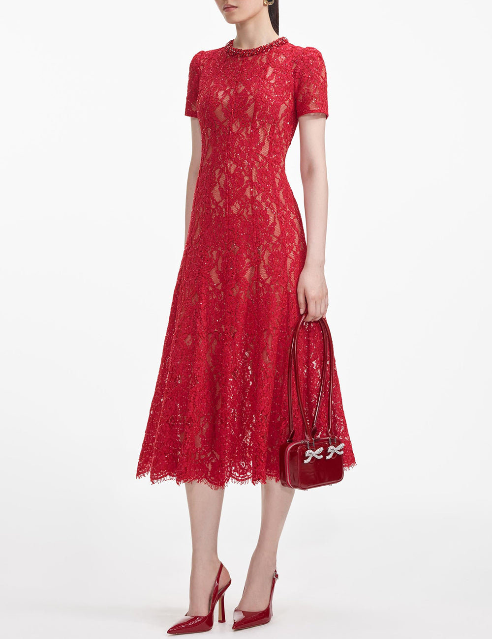 SELF-PORTRAIT LACE MIDI DRESS