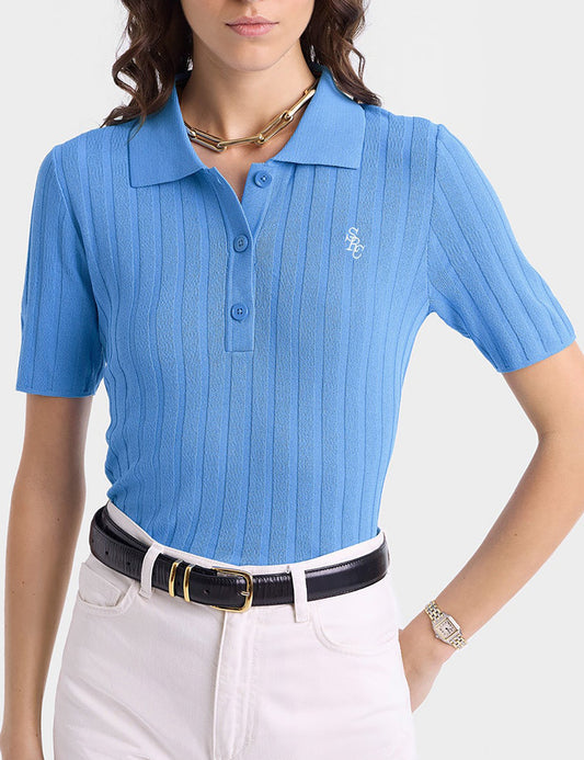 SPORTY & RICH SRC RIBBED POLO