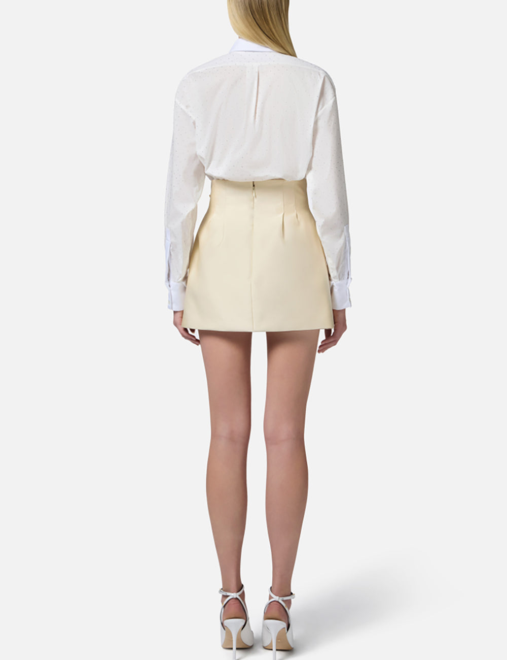 ELISABETTA FRANCHI Oversized poplin shirt with rhinestones