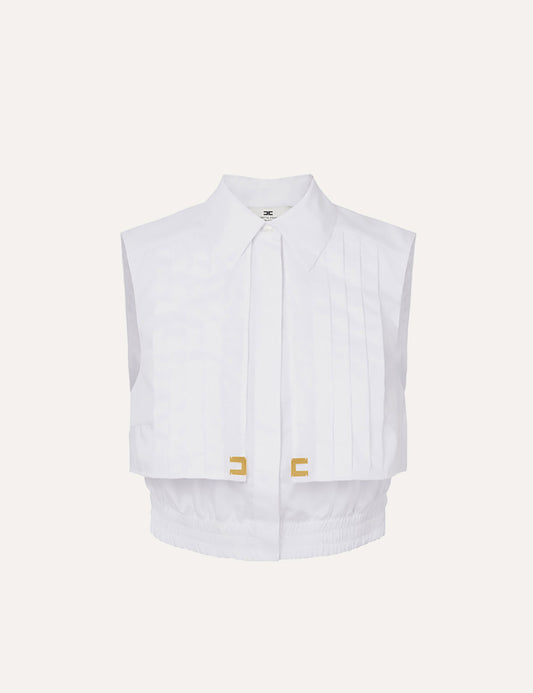 ELISABETTA FRANCHI Cropped poplin shirt with cape