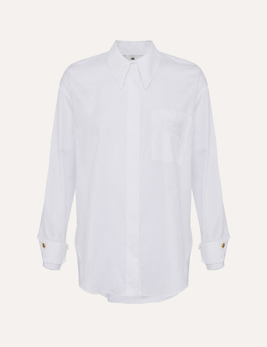 ELISABETTA FRANCHI Poplin shirt with embroidered breast pocket